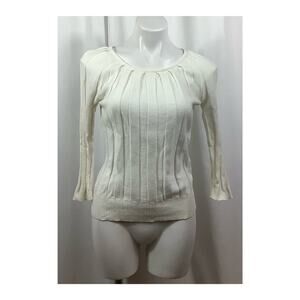 Joseph A Sweater Petites Pullover Wide Ribbed Long-Sleeve Scoop Neck Cre